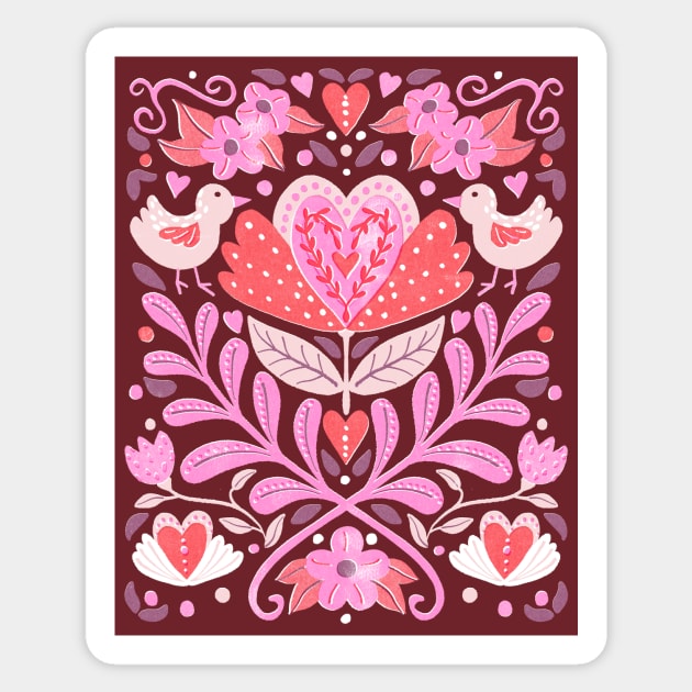 Folk Floral Heart Design Sticker by Annelie